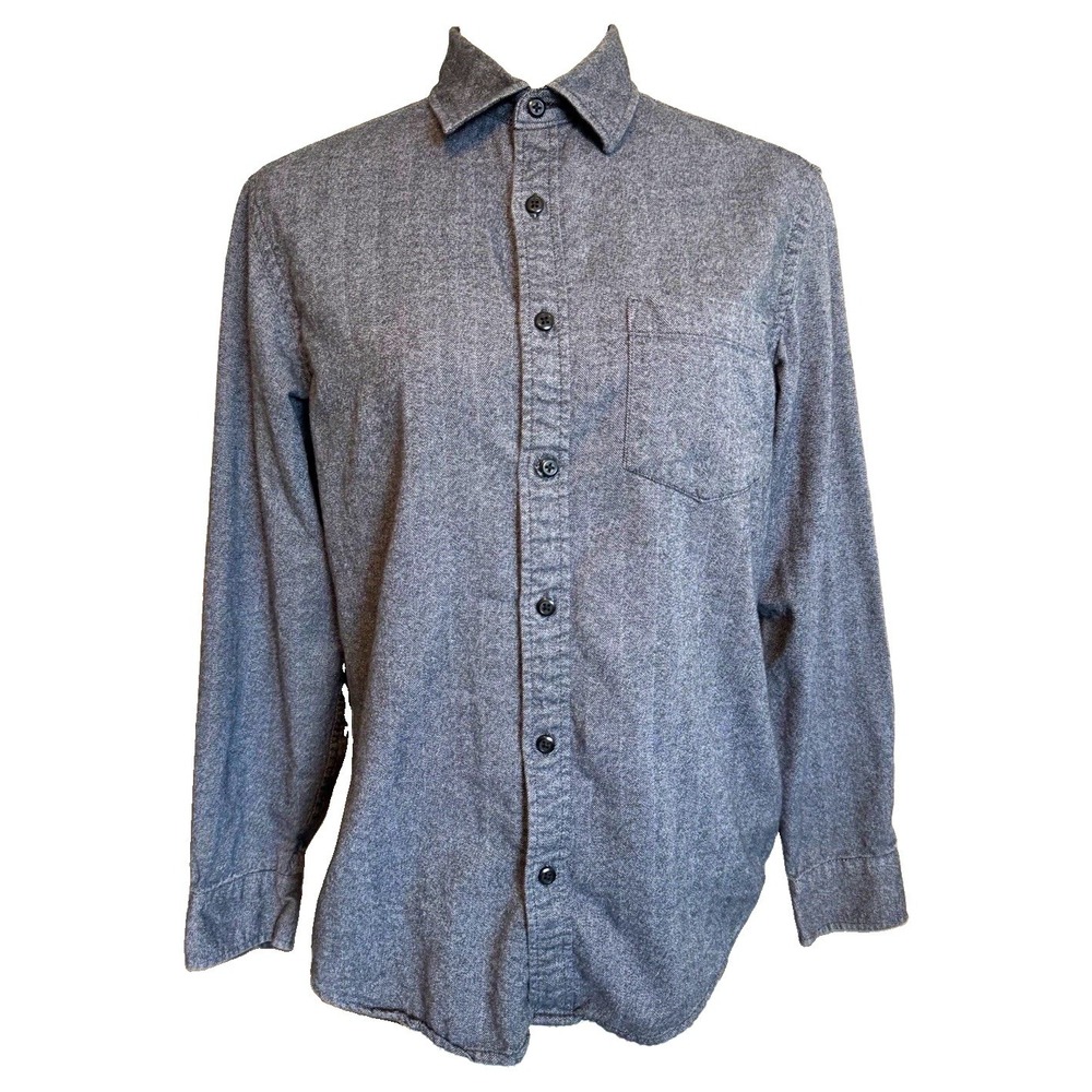 Old Navy Men's Small Regular Fit Gray Herringbone Flannel Button Up Shirt